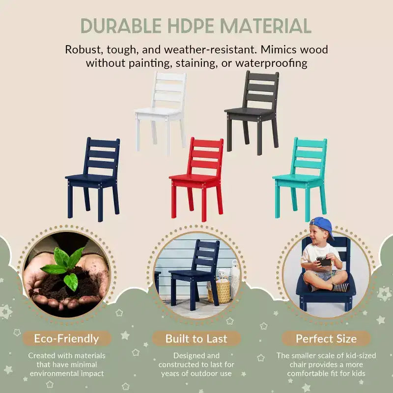 WestinTrends Treehouse Outdoor HDPE Kids Plastic Toddler Dining Chair (Set of Two)