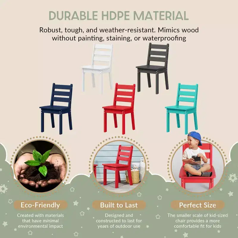 WestinTrends Treehouse Outdoor HDPE Kids Plastic Toddler Dining Chair (Set of Two)