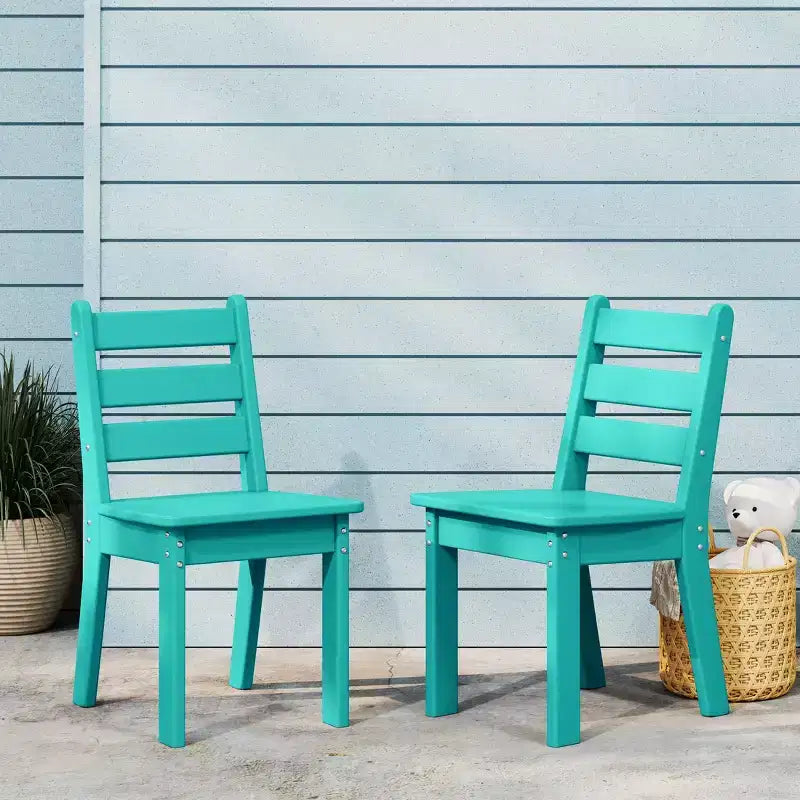 WestinTrends Treehouse Outdoor HDPE Kids Plastic Toddler Dining Chair (Set of Two)