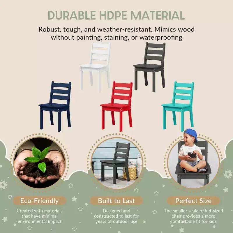 WestinTrends Treehouse Outdoor HDPE Kids Plastic Toddler Dining Chair (Set of Two)