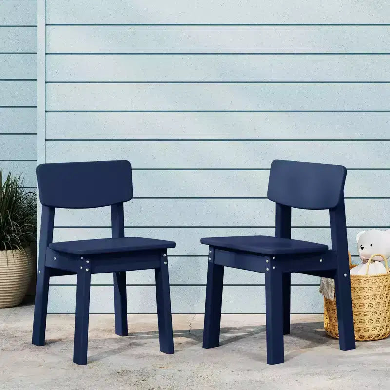 WestinTrends Tiny Terraces Outdoor HDPE Kids Modern Plastic Toddler Dining Chairs (Set of Two)