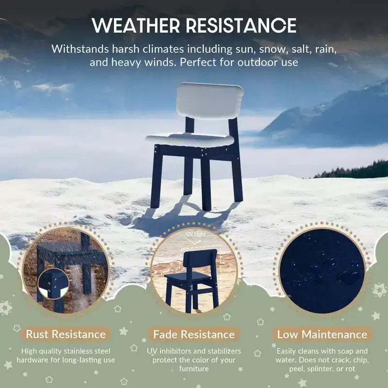WestinTrends Tiny Terraces Outdoor HDPE Kids Modern Plastic Toddler Dining Chairs (Set of Two)