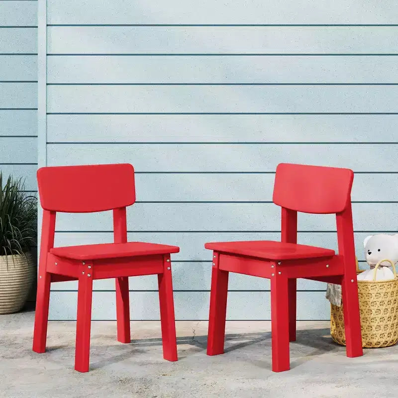 WestinTrends Tiny Terraces Outdoor HDPE Kids Modern Plastic Toddler Dining Chairs (Set of Two)