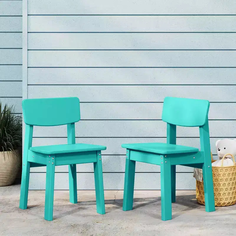 WestinTrends Tiny Terraces Outdoor HDPE Kids Modern Plastic Toddler Dining Chairs (Set of Two)