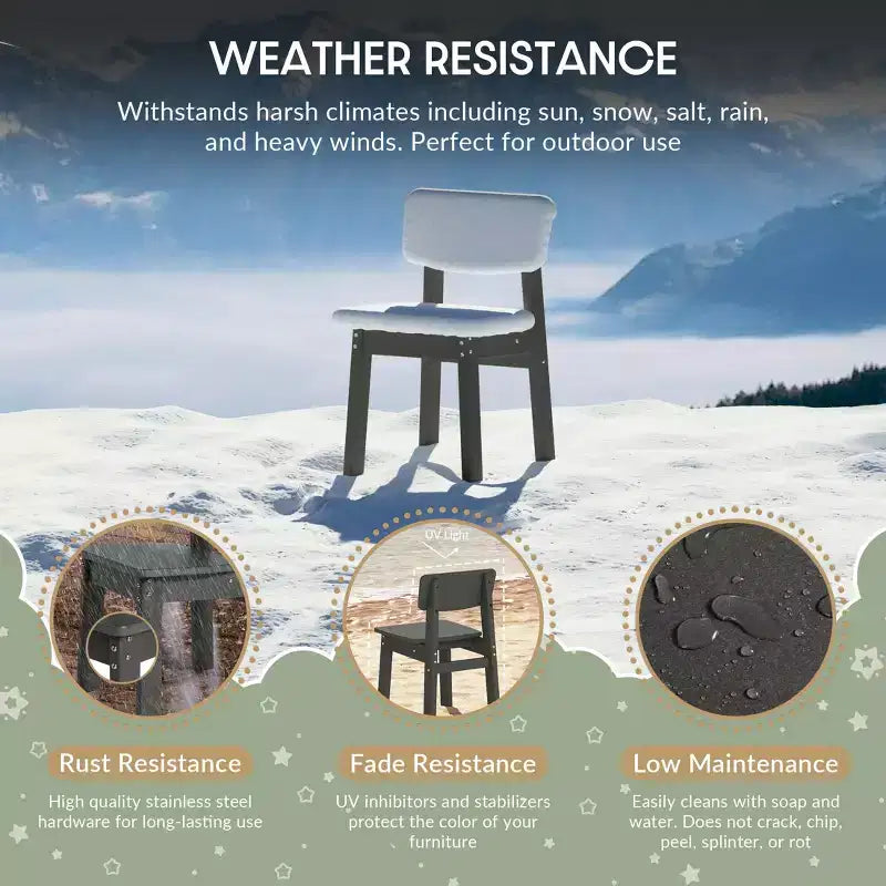 WestinTrends Tiny Terraces Outdoor HDPE Kids Modern Plastic Toddler Dining Chairs (Set of Two)