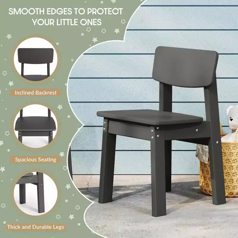 WestinTrends Tiny Terraces Outdoor HDPE Kids Modern Plastic Toddler Dining Chairs (Set of Two)