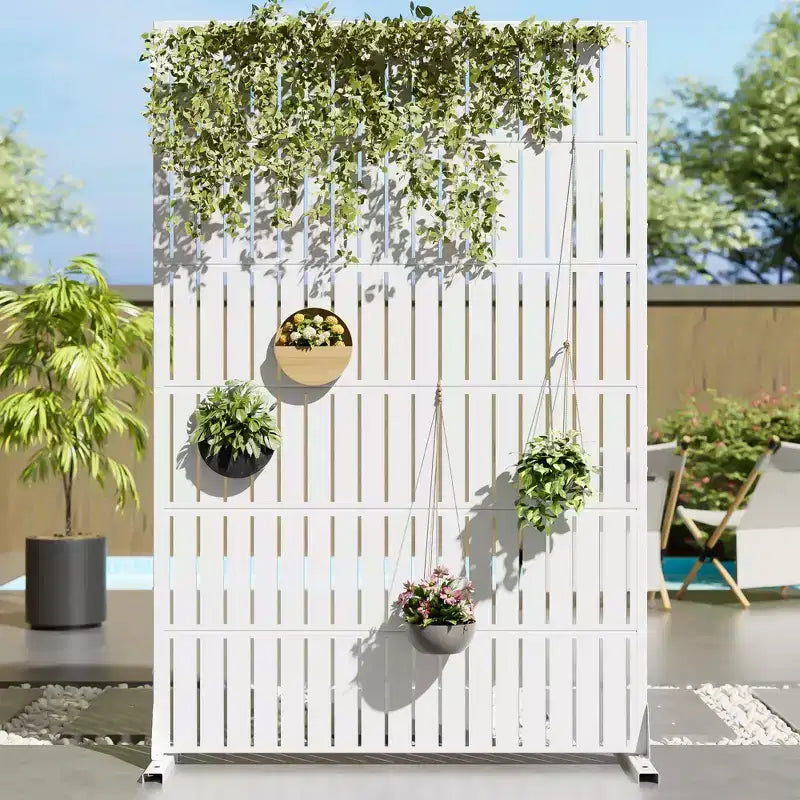 72 H35W Dovelina Black Metal Planter Box with Trellis Privacy Screen for Caf Patio,Garden & Balconies