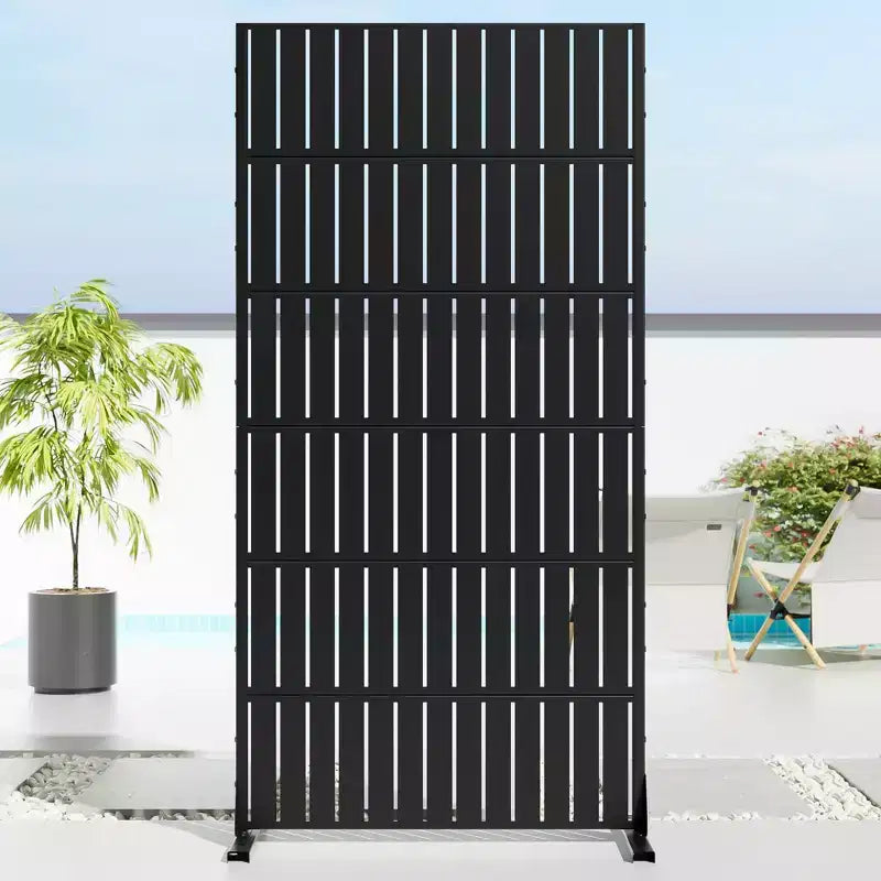 72 H35W Dovelina Black Metal Planter Box with Trellis Privacy Screen for Caf Patio,Garden & Balconies