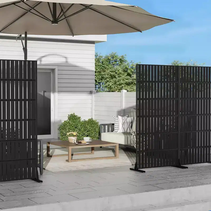 72 H35W Dovelina Black Metal Planter Box with Trellis Privacy Screen for Caf Patio,Garden & Balconies