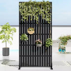 72 H35W Dovelina Black Metal Planter Box with Trellis Privacy Screen for Caf Patio,Garden & Balconies