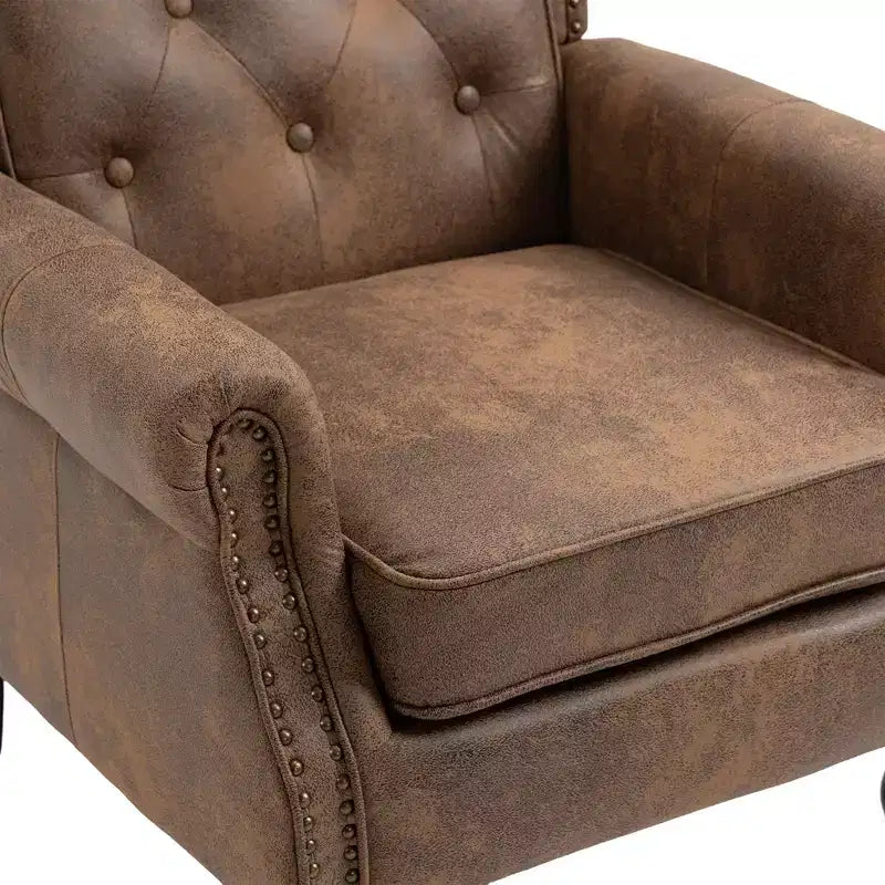 Wood Frame Armchair, Modern Accent Chair Lounge Chair with Sturdy Wood Legs for Living Room Bedroom