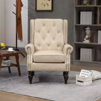 Wood Frame Armchair, Modern Accent Chair Lounge Chair with Sturdy Wood Legs for Living Room Bedroom