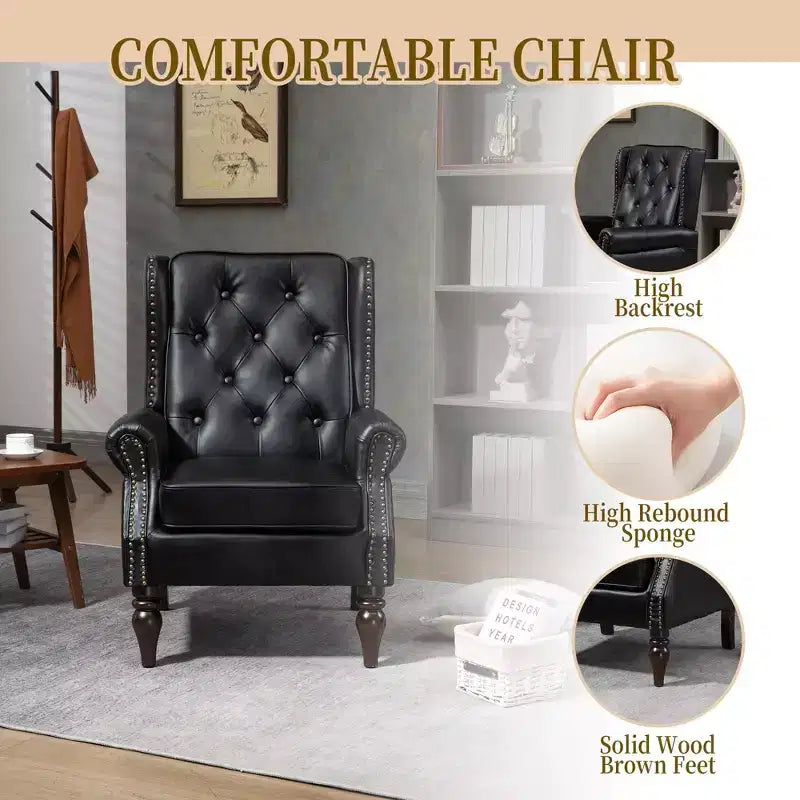 Wood Frame Armchair, Modern Accent Chair Lounge Chair with Sturdy Wood Legs for Living Room Bedroom