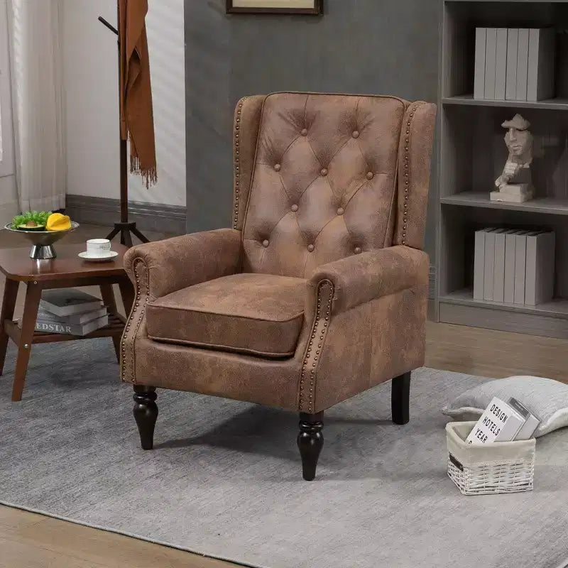 Poltrona con struttura in legno, sedia moderna per soggiorno con robuste gambe in legno per salotto e camera da letto