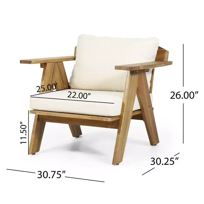 Christopher Knight Home Arcola Outdoor Acacia Wood Club Chairs with Water Resistant Cushions (Set of 2), Teak and Beige