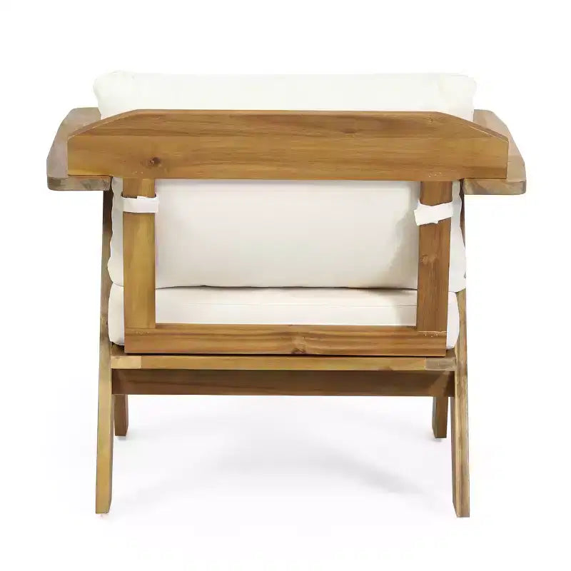 Christopher Knight Home Arcola Outdoor Acacia Wood Club Chairs with Water Resistant Cushions (Set of 2), Teak and Beige