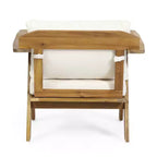 Christopher Knight Home Arcola Outdoor Acacia Wood Club Chairs with Water Resistant Cushions (Set of 2), Teak and Beige