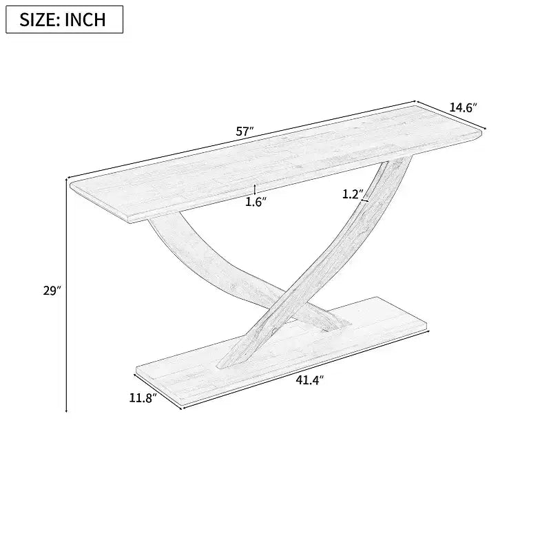 Christopher Knight Home Browni Tavolo Consolle da 57'' in Legno di Acacia Rustico con Gambe Incrociate