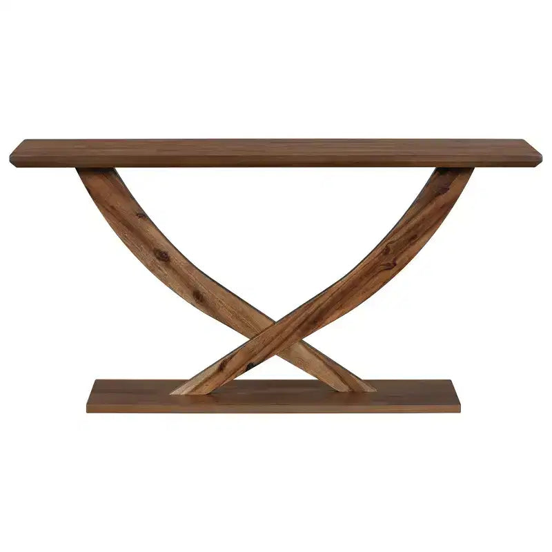 Christopher Knight Home Browni Tavolo Consolle da 57'' in Legno di Acacia Rustico con Gambe Incrociate