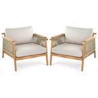 Christopher Knight Home Jackie Sedia da club da esterno in legno di acacia e corda con cuscini, teak/beige