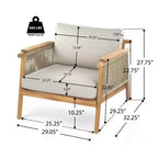 Christopher Knight Home Jackie Sedia da club da esterno in legno di acacia e corda con cuscini, teak/beige