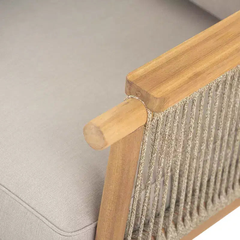 Christopher Knight Home Jackie Sedia da club da esterno in legno di acacia e corda con cuscini, teak/beige