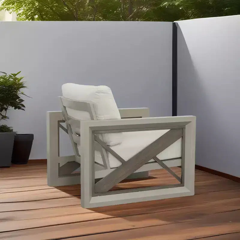 Christopher Knight Home Myra Outdoor Modern Powder Coated Aluminum Geometric Pattern Club Chair with Water Resistant Cushions