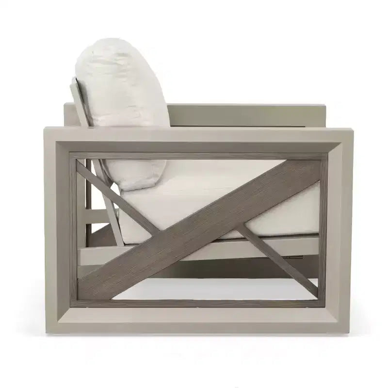 Christopher Knight Home Myra Outdoor Modern Powder Coated Aluminum Geometric Pattern Club Chair with Water Resistant Cushions