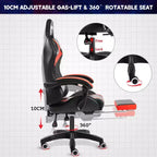Hoffree Comfort Massage Racing Gaming Chair Ergonomic Office PC Chair with Footrest & RGB Light