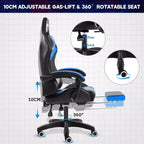 Hoffree Comfort Massage Racing Gaming Chair Ergonomic Office PC Chair with Footrest & RGB Light