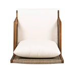 Poltrona Club da Esterno in Legno di Acacia e Vimini, Poltrona Accent Intrecciata con Cuscini, Sedia a Sdraio da Patio per Portico, Giardino e Balcone, Marrone - ModernLuxe