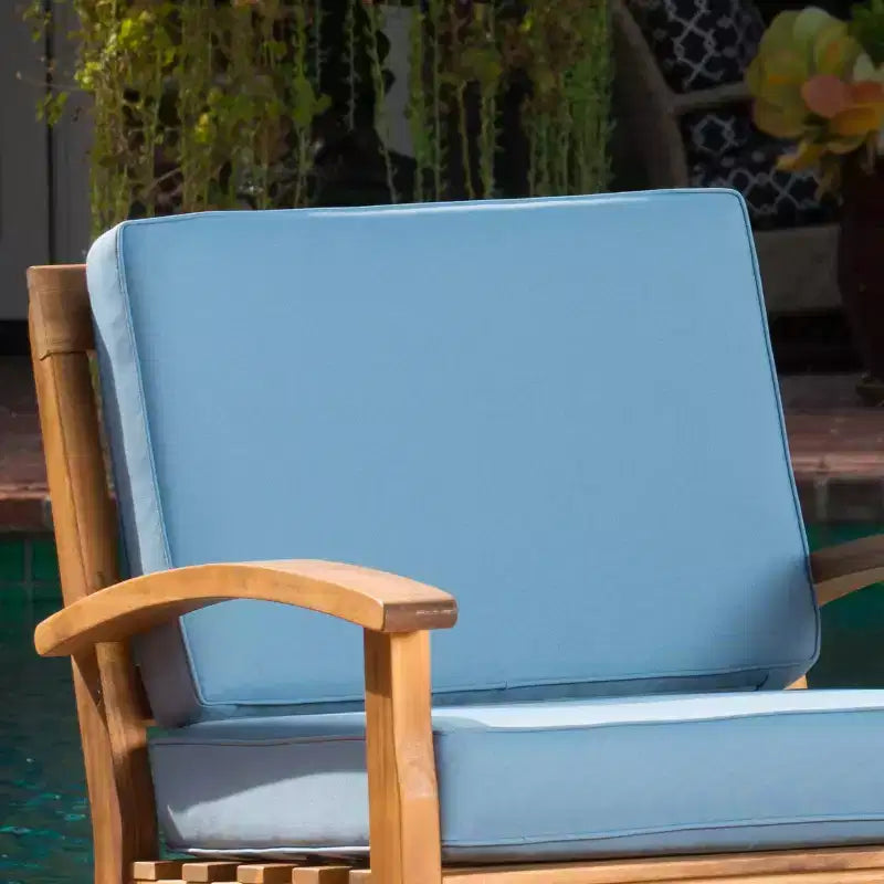 Christopher Knight Home Peyton Outdoor Acacia Wood Club Chairs with Water-Resistant Cushions (Set of 2)