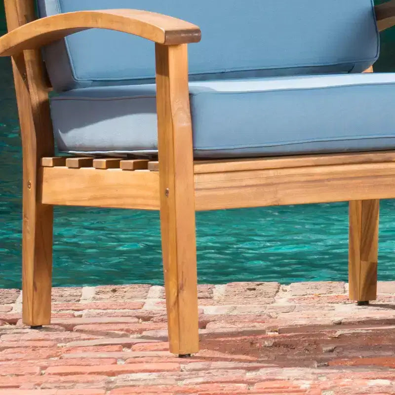 Christopher Knight Home Peyton Outdoor Acacia Wood Club Chairs with Water-Resistant Cushions (Set of 2)
