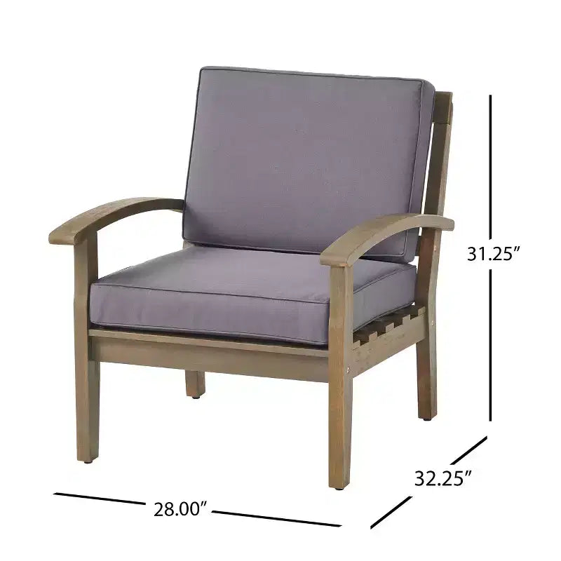 Christopher Knight Home Peyton Outdoor Acacia Wood Club Chairs with Water-Resistant Cushions (Set of 2)