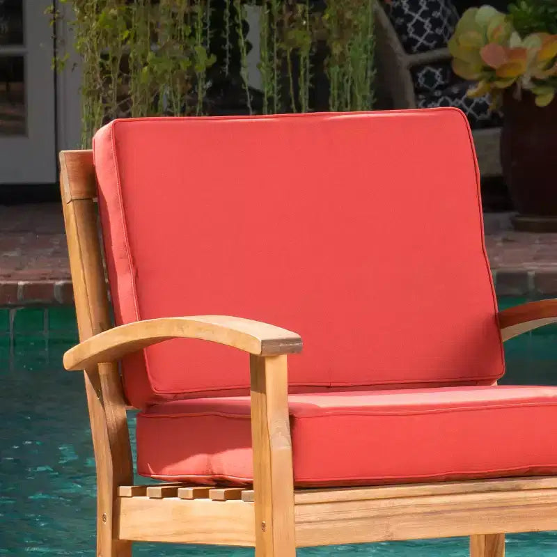 Christopher Knight Home Peyton Outdoor Acacia Wood Club Chairs with Water-Resistant Cushions (Set of 2)