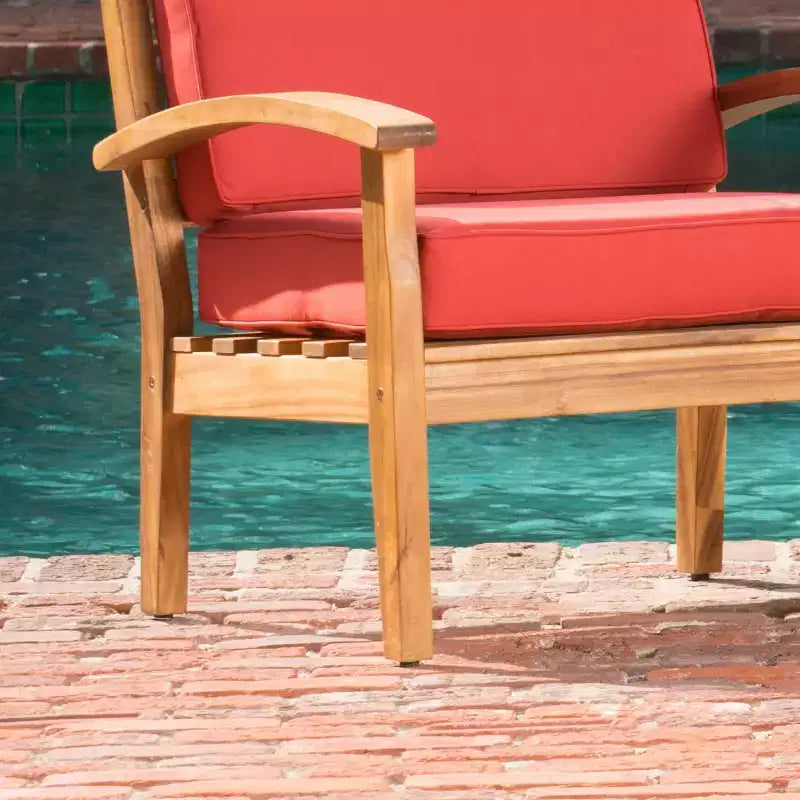 Christopher Knight Home Peyton Outdoor Acacia Wood Club Chairs with Water-Resistant Cushions (Set of 2)