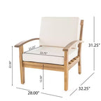 Christopher Knight Home Peyton Outdoor Acacia Wood Club Chairs with Water-Resistant Cushions (Set of 2)