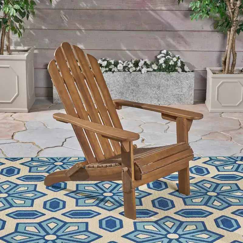 GDFStudio Cara Sedia Adirondack Pieghevole da Esterno in Legno di Acacia