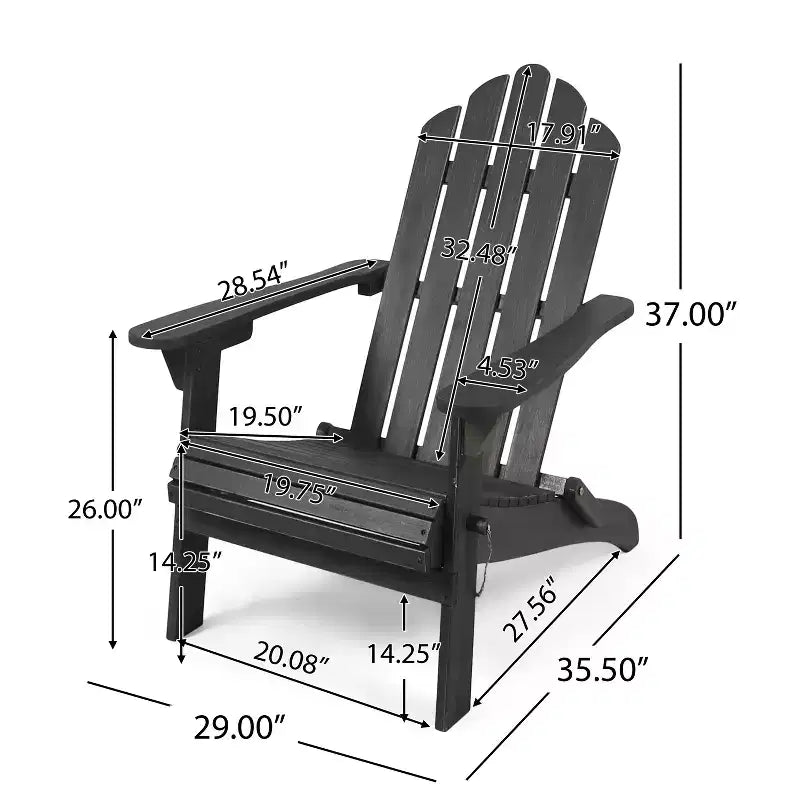 GDFStudio Cara Sedia Adirondack Pieghevole da Esterno in Legno di Acacia