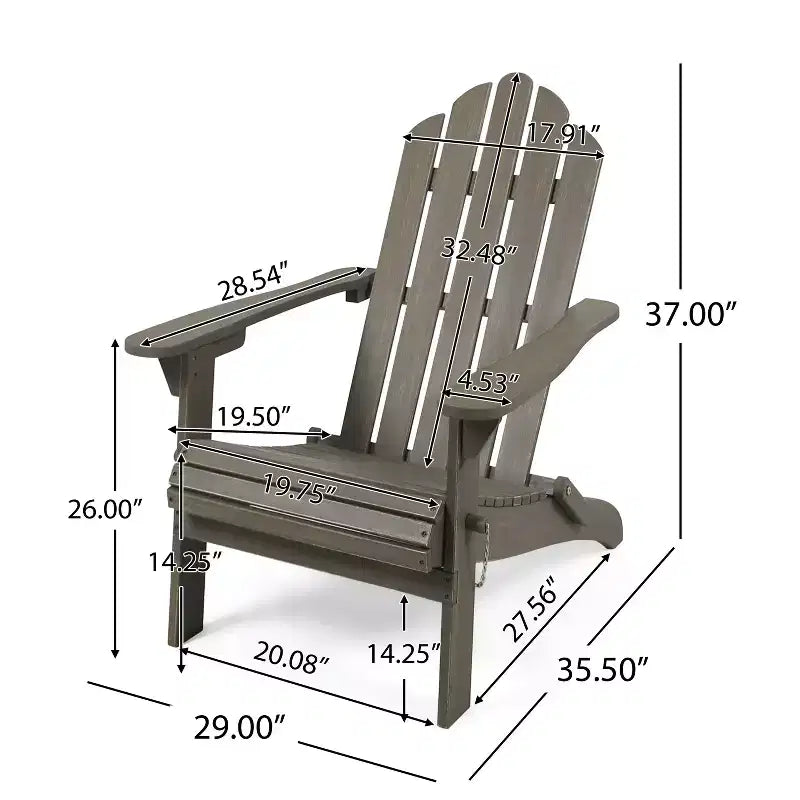 GDFStudio Cara Sedia Adirondack Pieghevole da Esterno in Legno di Acacia