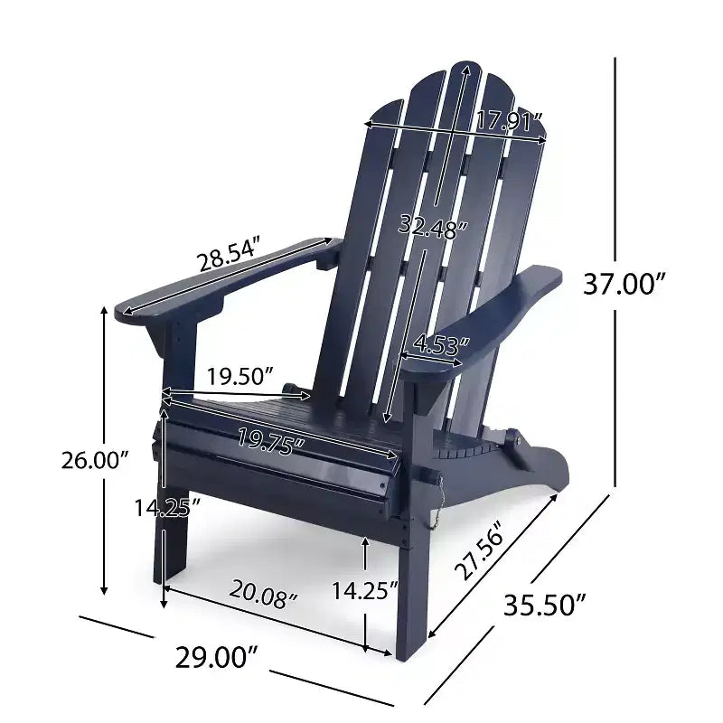 GDFStudio Cara Sedia Adirondack Pieghevole da Esterno in Legno di Acacia