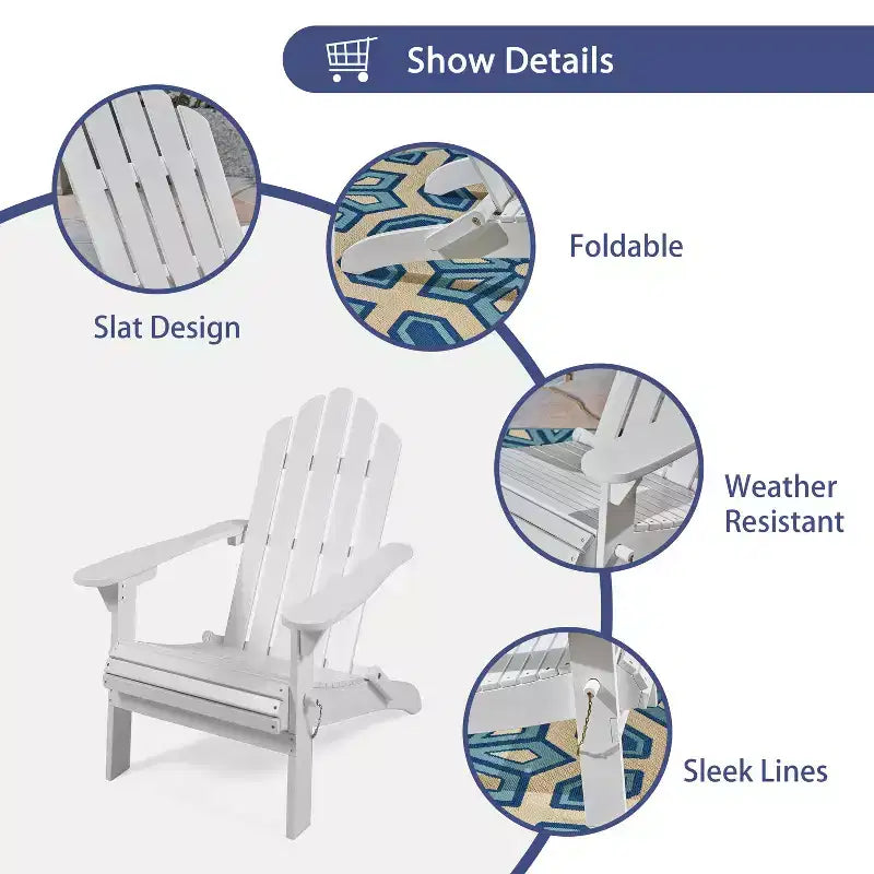 GDFStudio Cara Sedia Adirondack Pieghevole da Esterno in Legno di Acacia