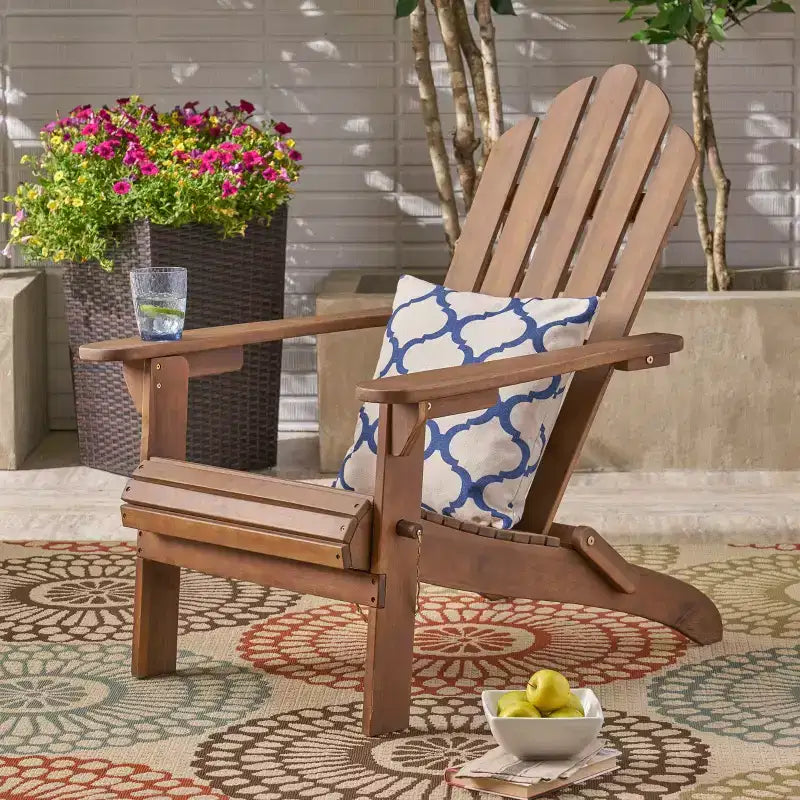 GDFStudio Cara Sedia Adirondack Pieghevole da Esterno in Legno di Acacia
