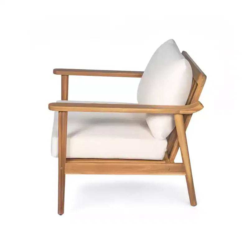 Christopher Knight Home Iris - Sedia a sdraio moderna di metà secolo per patio, in legno di acacia, con cuscino resistente all'acqua, Teak