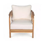 Christopher Knight Home Ivana Patio Woven Rope Acacia Wood Club Chair with Deep Cushions