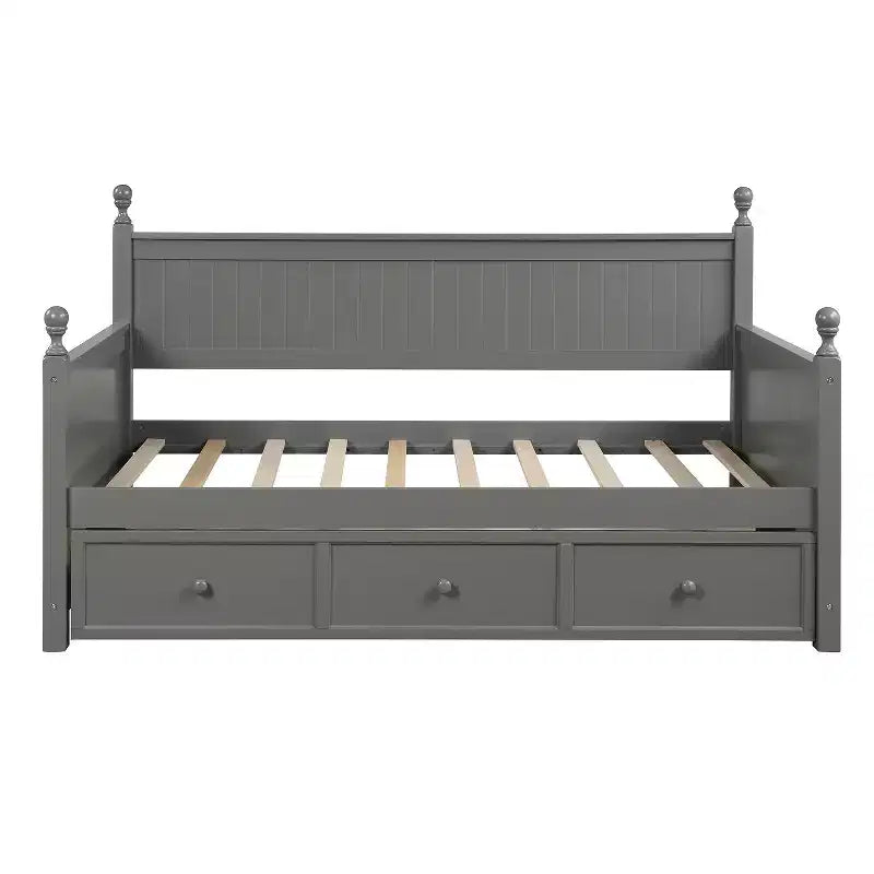 Twin Size Wooden Daybed with Three Storage Drawers or Trundle, Space-Saving Bed Frame, No Box Spring Needed - ModernLuxe