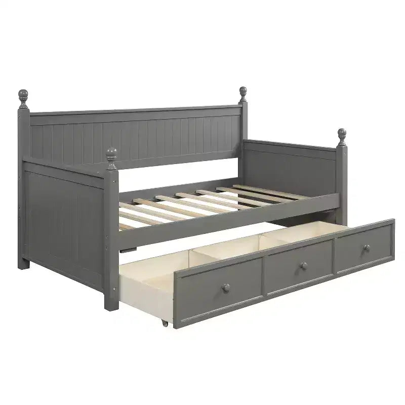 Twin Size Wooden Daybed with Three Storage Drawers or Trundle, Space-Saving Bed Frame, No Box Spring Needed - ModernLuxe
