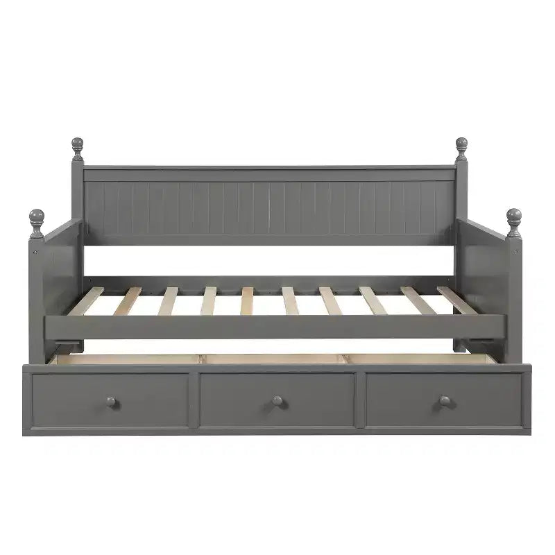 Twin Size Wooden Daybed with Three Storage Drawers or Trundle, Space-Saving Bed Frame, No Box Spring Needed - ModernLuxe