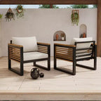 Christopher Knight Home Felina Outdoor Acacia Wood and Metal Club Chair with Water-Resistant Cushion, Teak/Beige