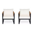 Christopher Knight Home Felina Outdoor Acacia Wood and Metal Club Chair with Water-Resistant Cushion, Teak/Beige
